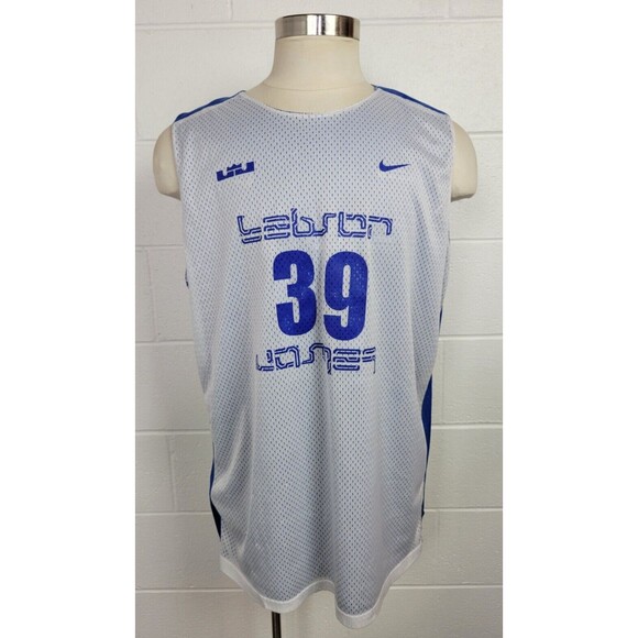 Nike Lebron James EYBL Reversible Basketball Jersey White Blue‎ XXLT - Picture 9 of 13